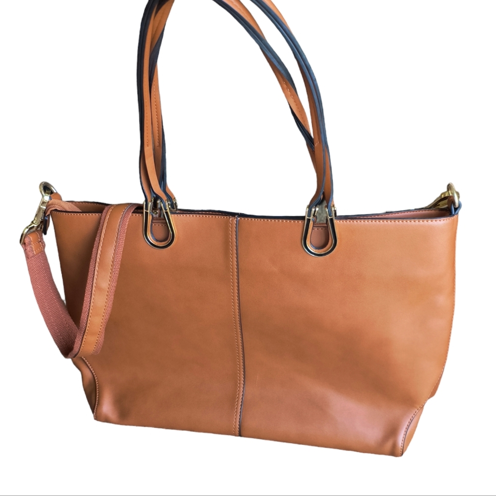 Leather Women's Hand Bag Crossbody Laptop Bag Office Work MacBook Chrome…